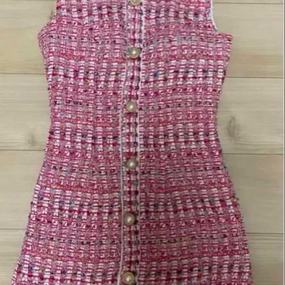 Pink tweed sleeveless mini dress Suger, price red… - image 2