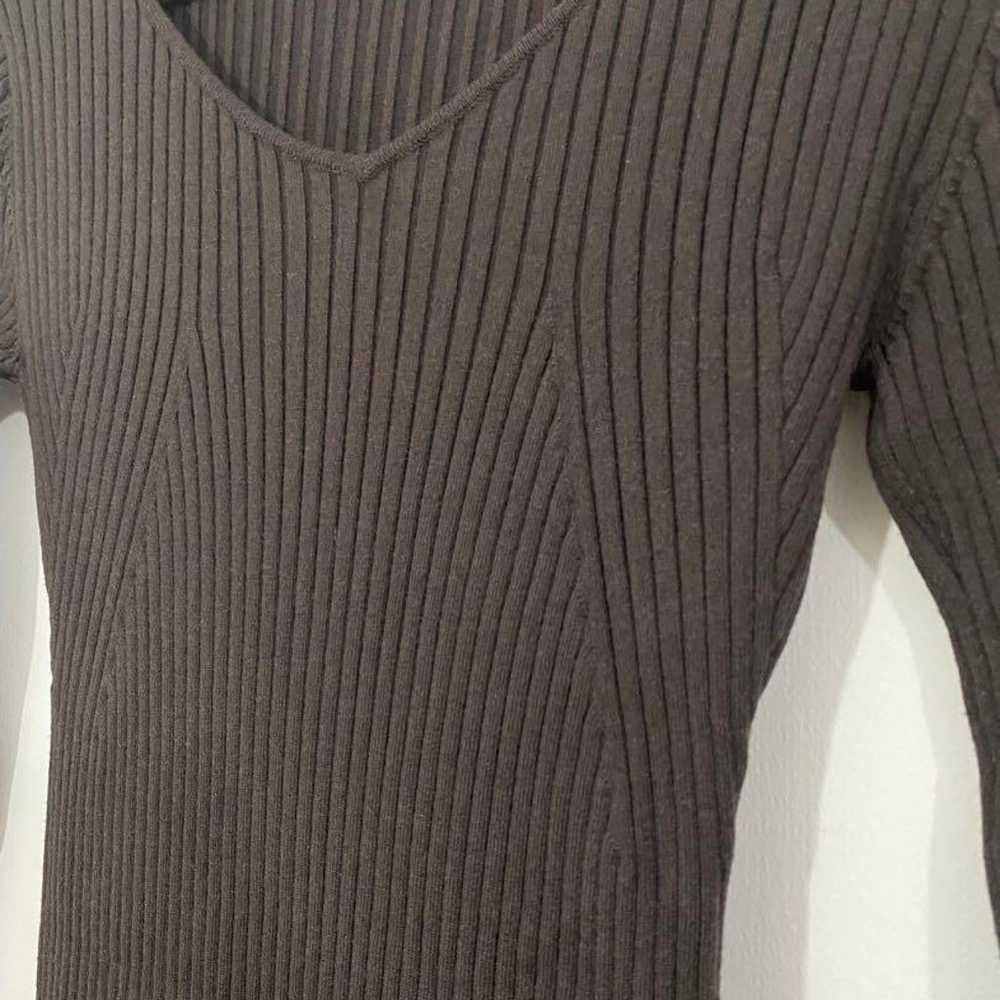 Ribbed Knit Long Sleeve Maxi Dress Gray - image 1