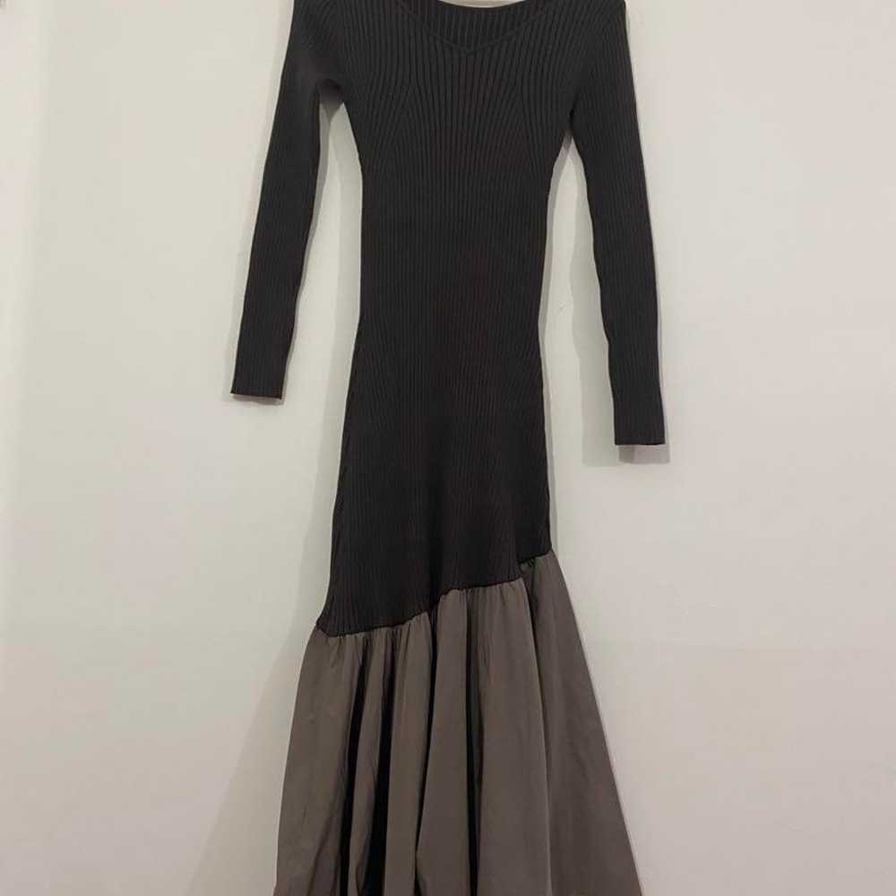 Ribbed Knit Long Sleeve Maxi Dress Gray - image 3