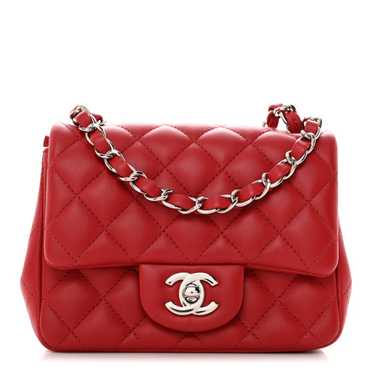 CHANEL Lambskin Quilted Mini Square Flap Red - image 1