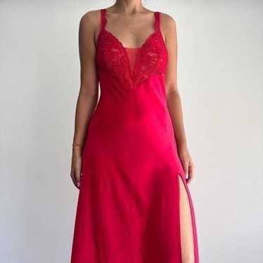 Vintage Victoria's Secret Gold Label Red Satin Sli