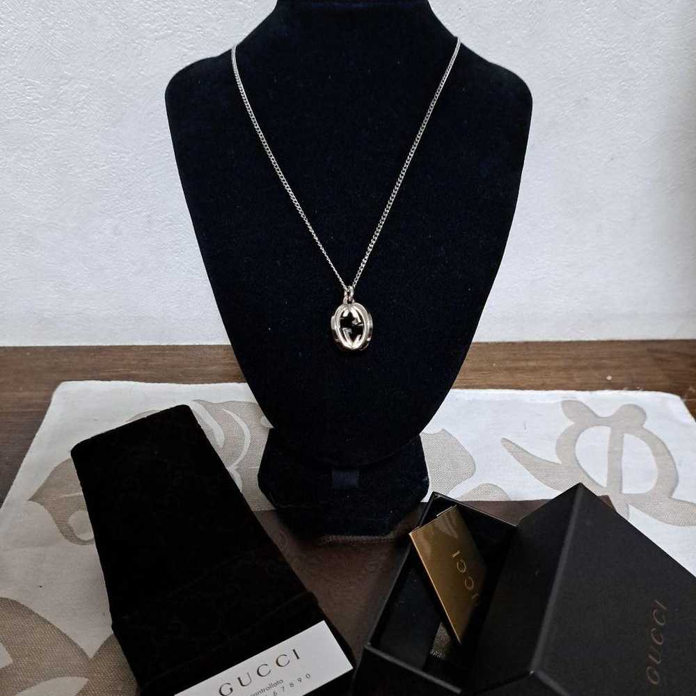 Authentic GUCCI Double GG Logo Pendant Necklace, … - image 10