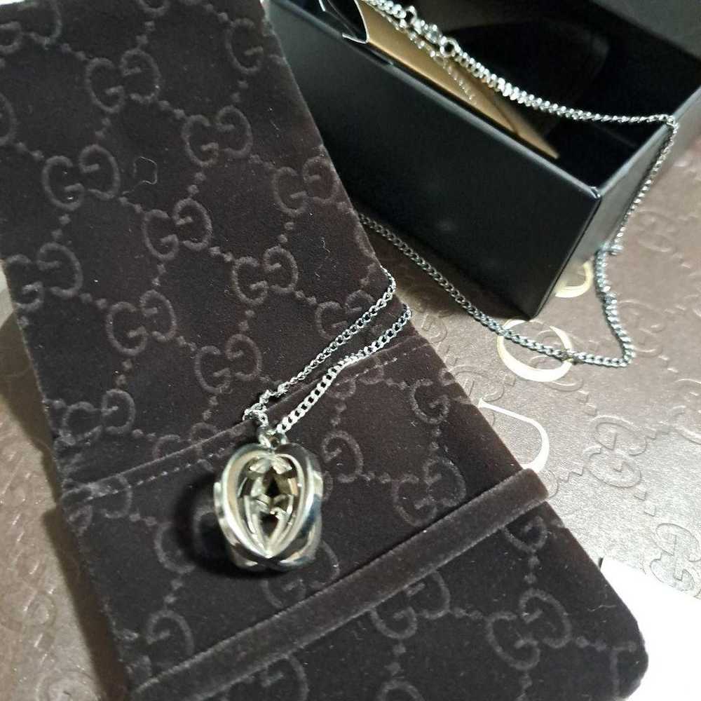 Authentic GUCCI Double GG Logo Pendant Necklace, … - image 12