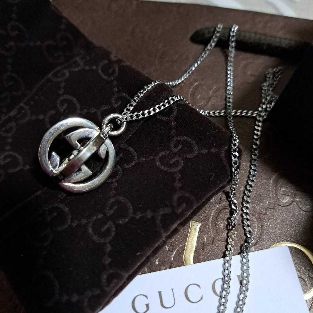 Authentic GUCCI Double GG Logo Pendant Necklace, … - image 1