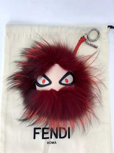 Fendi Key Holder Red Fur Bag Bugs Leather Key Chai