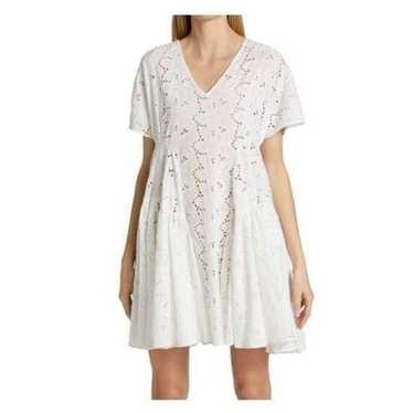 Merlette Ballou Floral Cotton Eyelet Mini Dress si