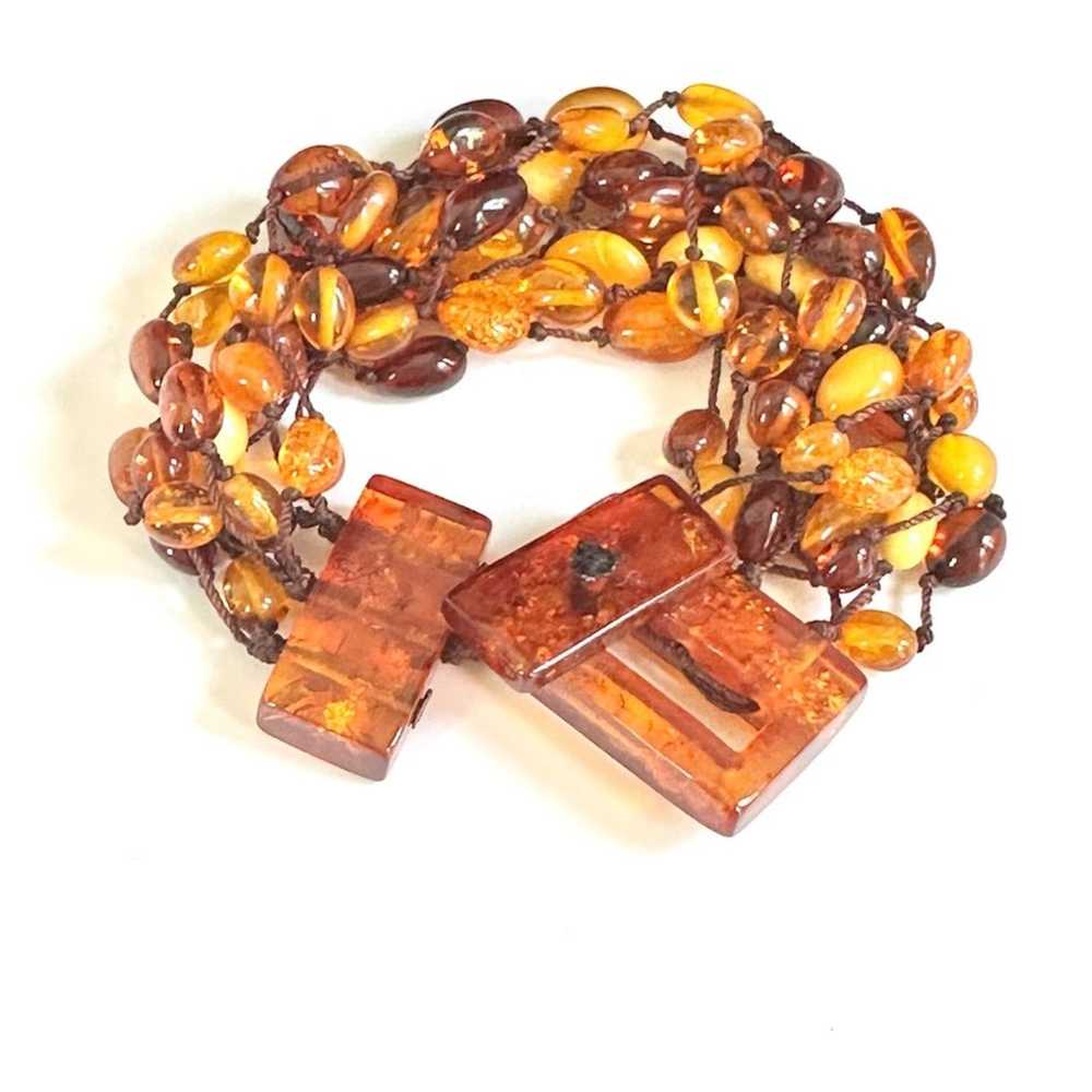 Vintage 90’s Amber Beaded Multi Strand Necklace W… - image 5