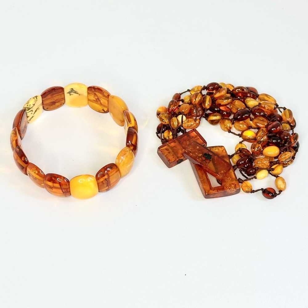 Vintage 90’s Amber Beaded Multi Strand Necklace W… - image 8