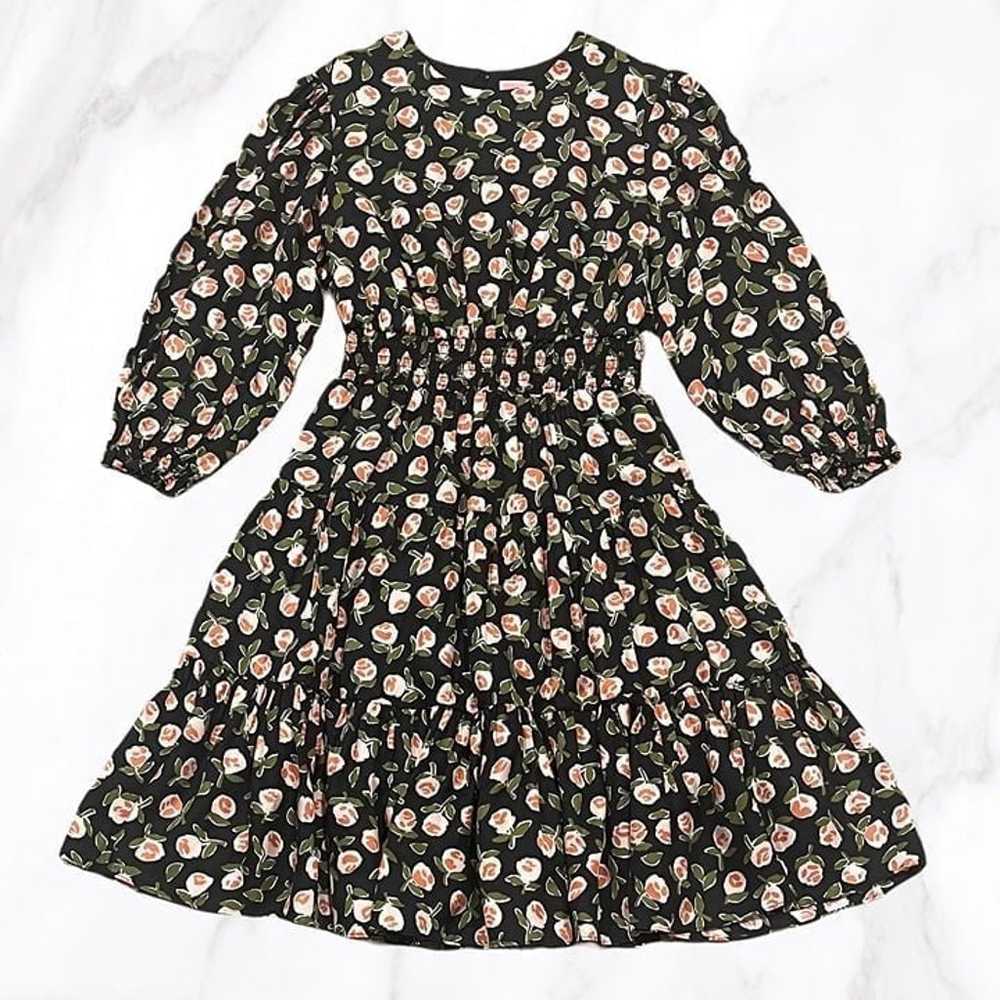 NWOT Kate Spade Black Ditsy Roses 3/4 Sleeve Silk… - image 3