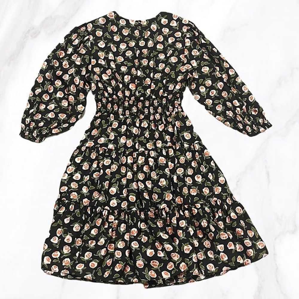 NWOT Kate Spade Black Ditsy Roses 3/4 Sleeve Silk… - image 4