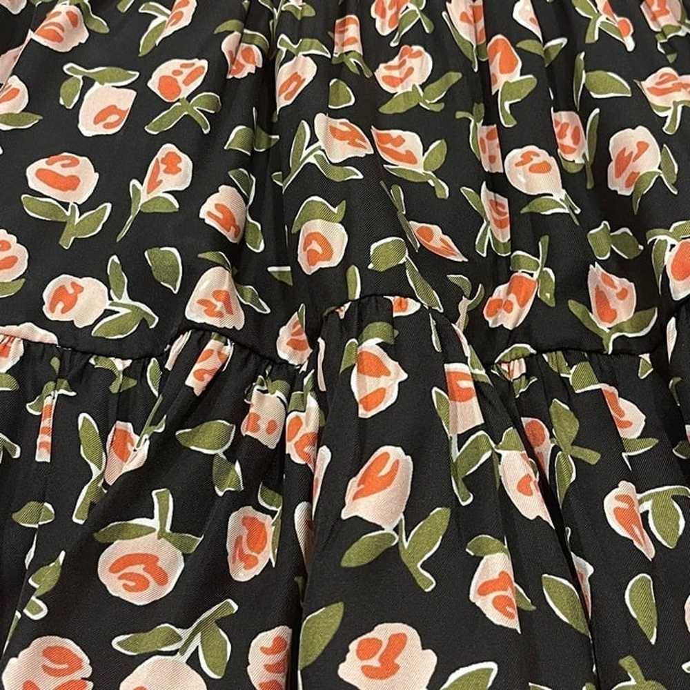 NWOT Kate Spade Black Ditsy Roses 3/4 Sleeve Silk… - image 5