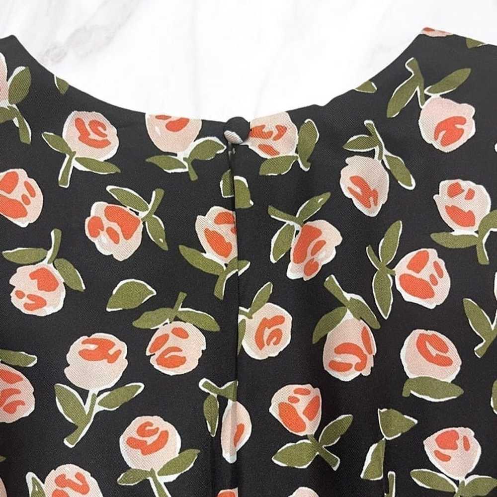 NWOT Kate Spade Black Ditsy Roses 3/4 Sleeve Silk… - image 6