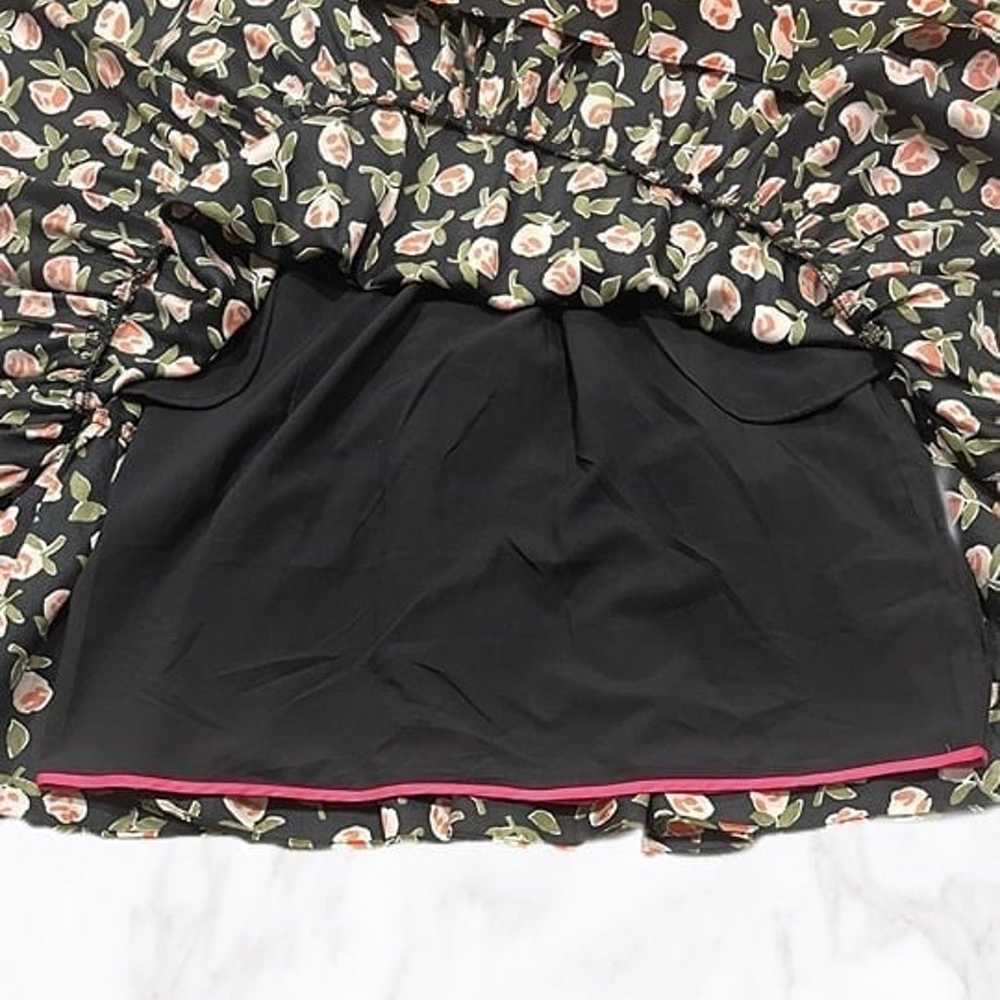 NWOT Kate Spade Black Ditsy Roses 3/4 Sleeve Silk… - image 8