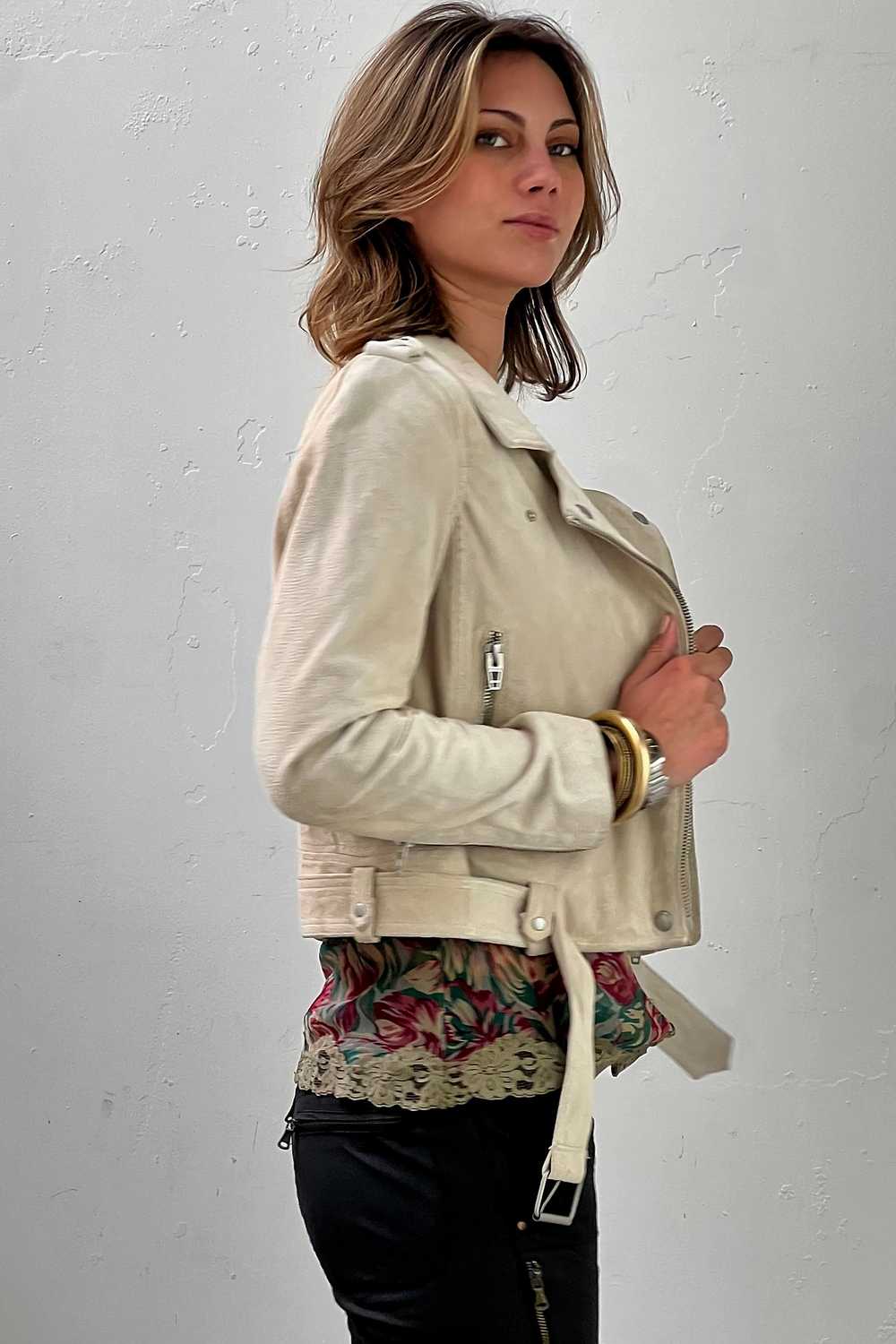 Vintage Suede Biker Jacket Selected by Anna Corin… - image 2