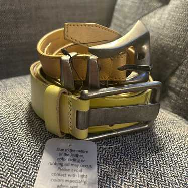 Free People Billie Leather Belt Goldenrod Yellow &