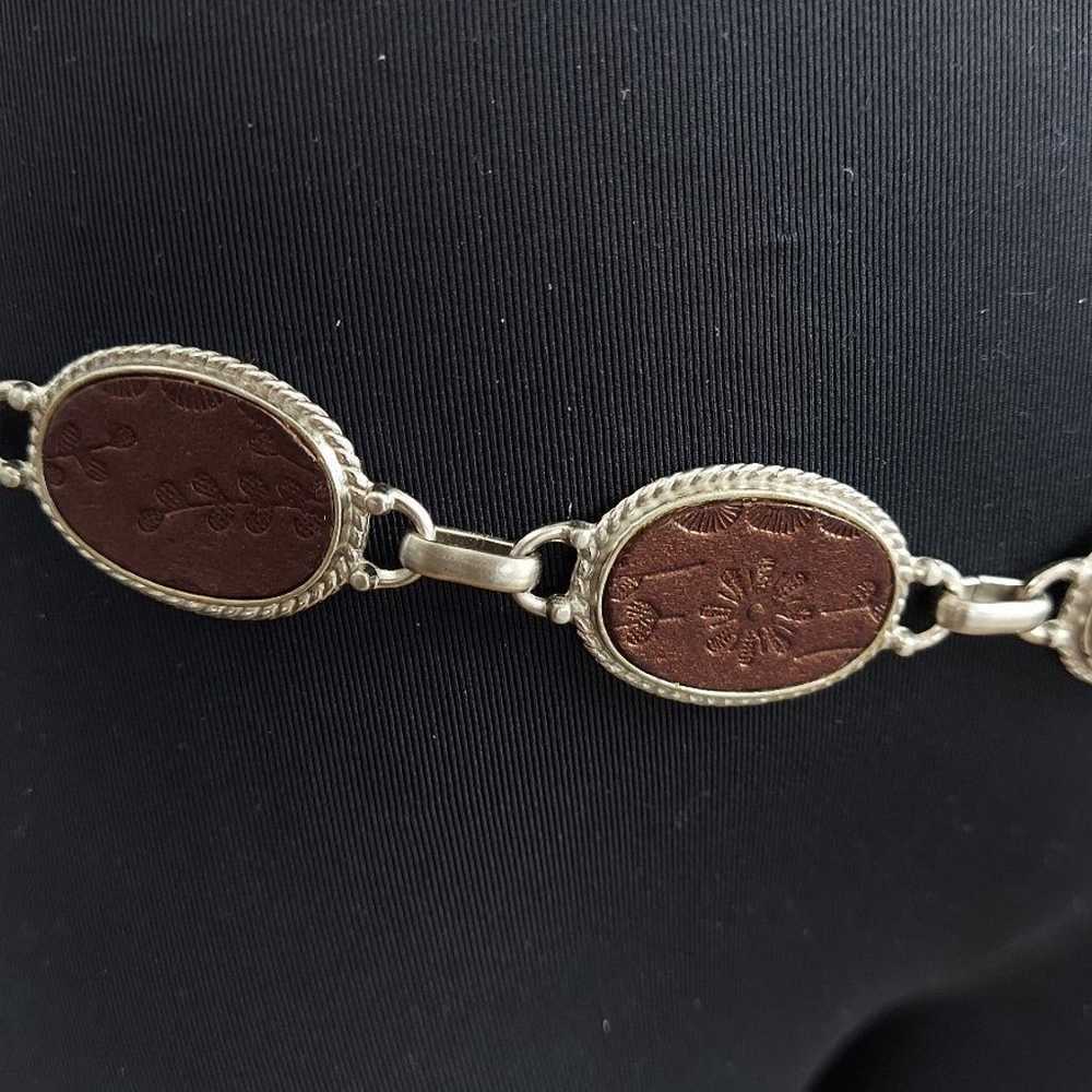 Unique stamped leather insert concho belt western - image 8