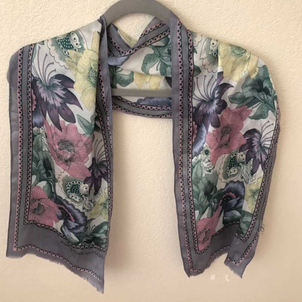 Vintage Adrienne Vittadini Scarf 100% Silk Floral… - image 2