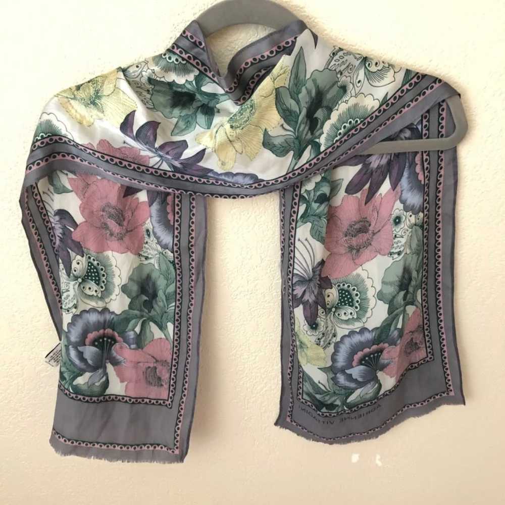 Vintage Adrienne Vittadini Scarf 100% Silk Floral… - image 3