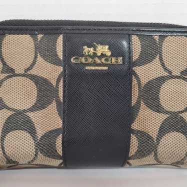 Coach jacquard logo black wristlet wallet Vintage 