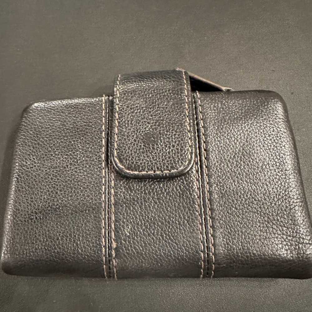 Women’s Vintage Fossil Leather Black Wallet EUC - image 2