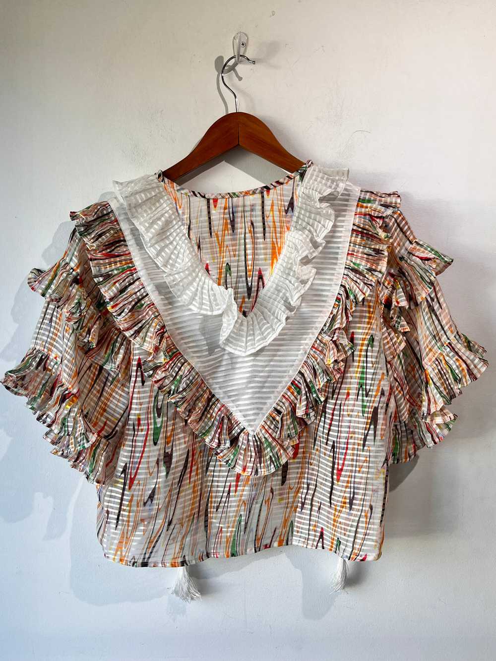 Opening Ceremony Diane Freis Rainbow Ruffle Top - image 4