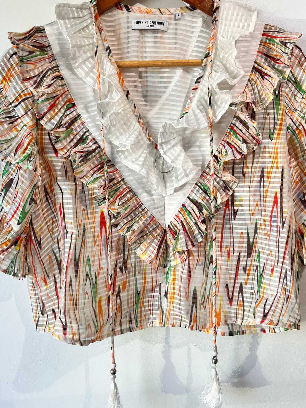 Opening Ceremony Diane Freis Rainbow Ruffle Top - image 5