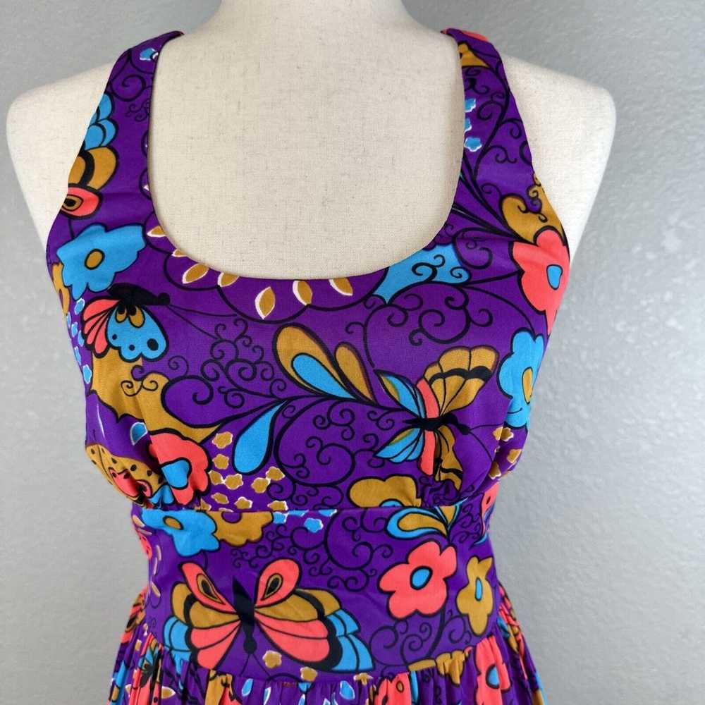 Vintage 60s Kamehameha Maxi Dress Purple Butterfl… - image 2