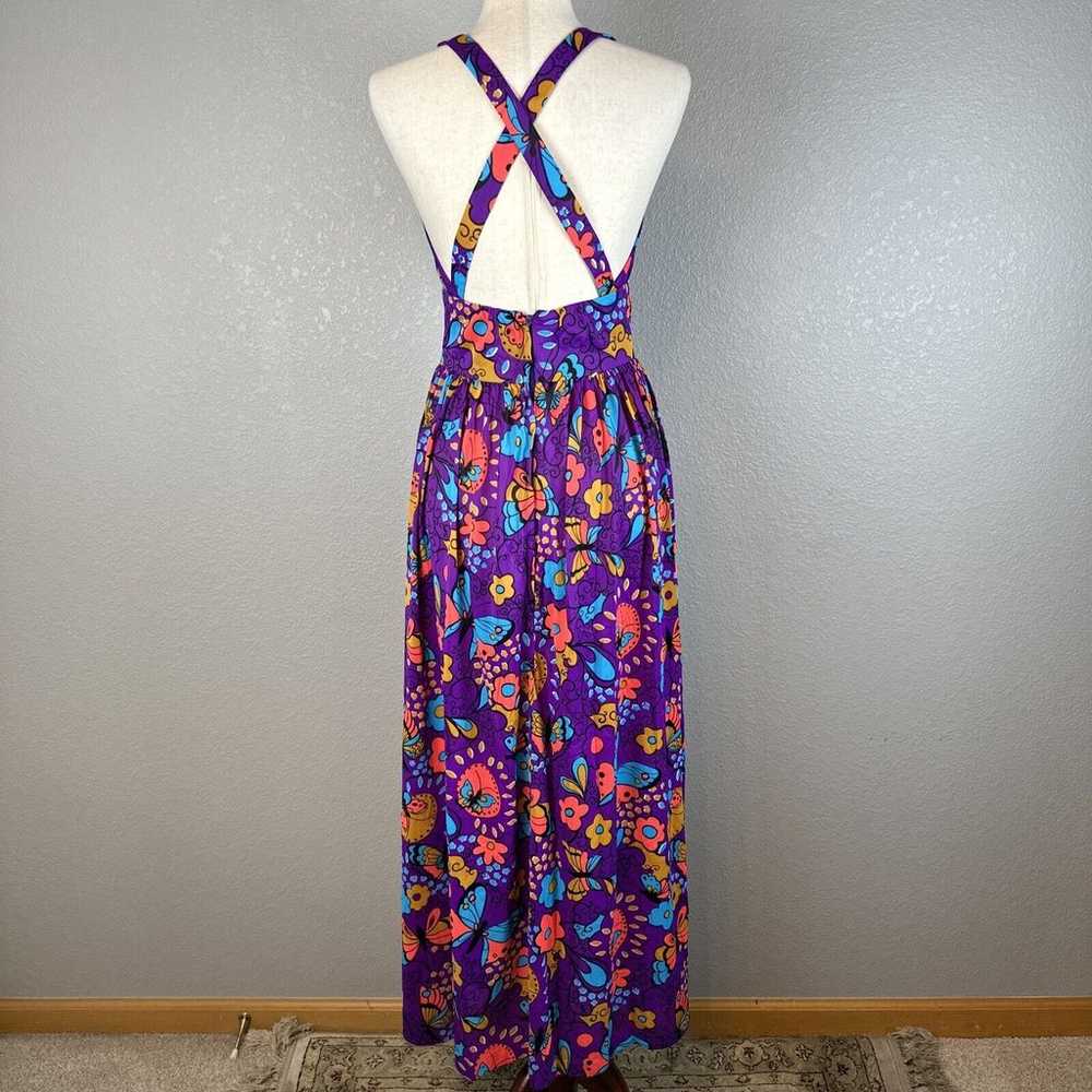 Vintage 60s Kamehameha Maxi Dress Purple Butterfl… - image 5