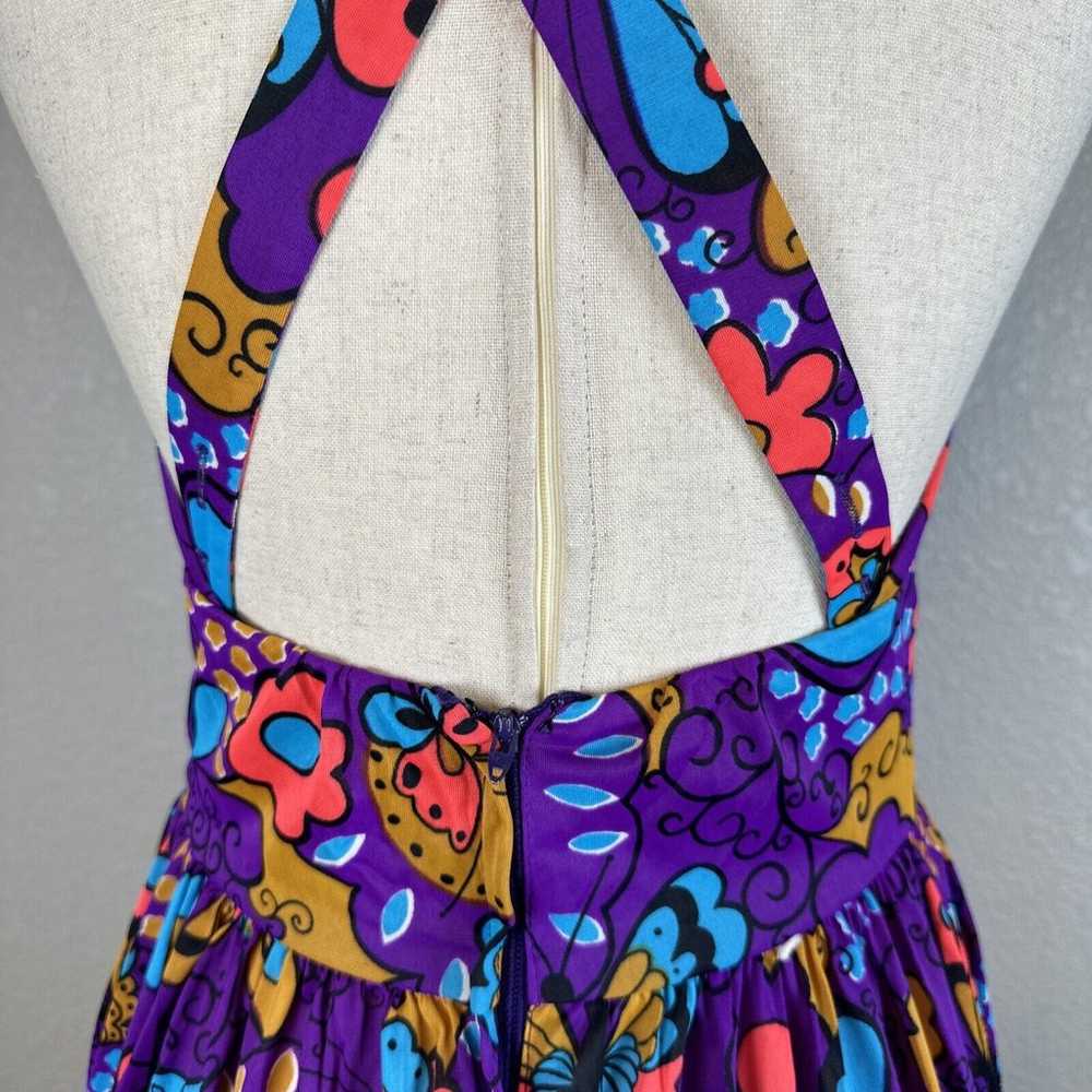 Vintage 60s Kamehameha Maxi Dress Purple Butterfl… - image 6