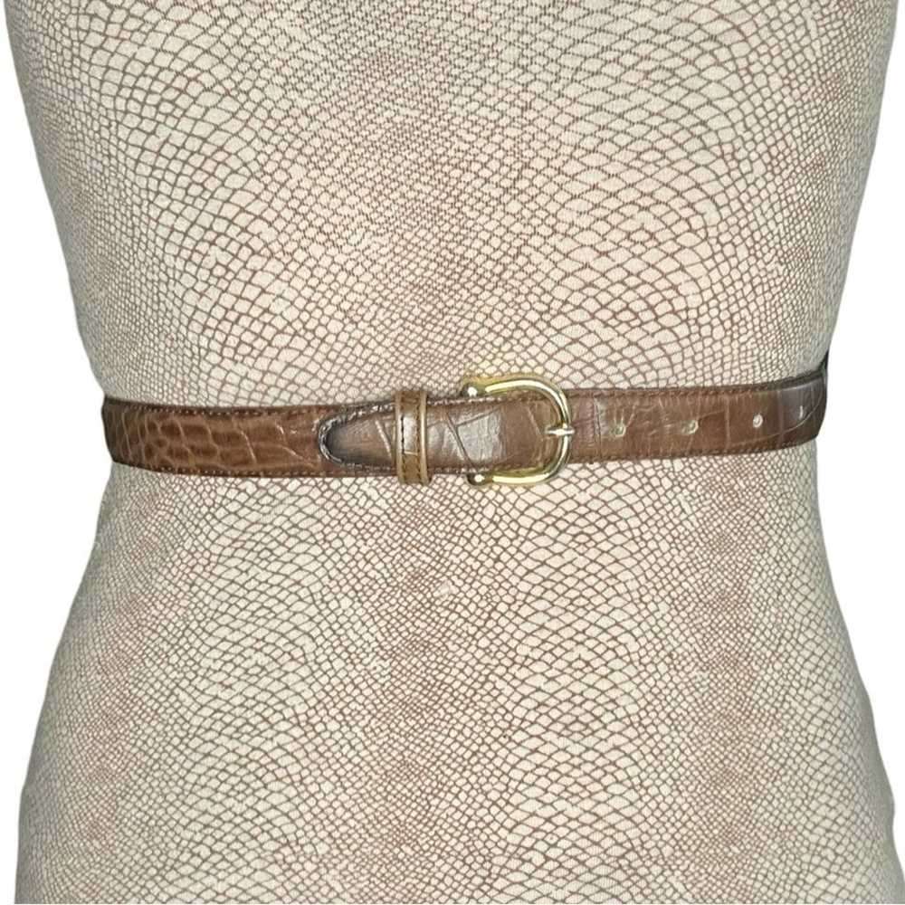 Vintage Lord And Taylor Brown Leather Croc Belt - image 2