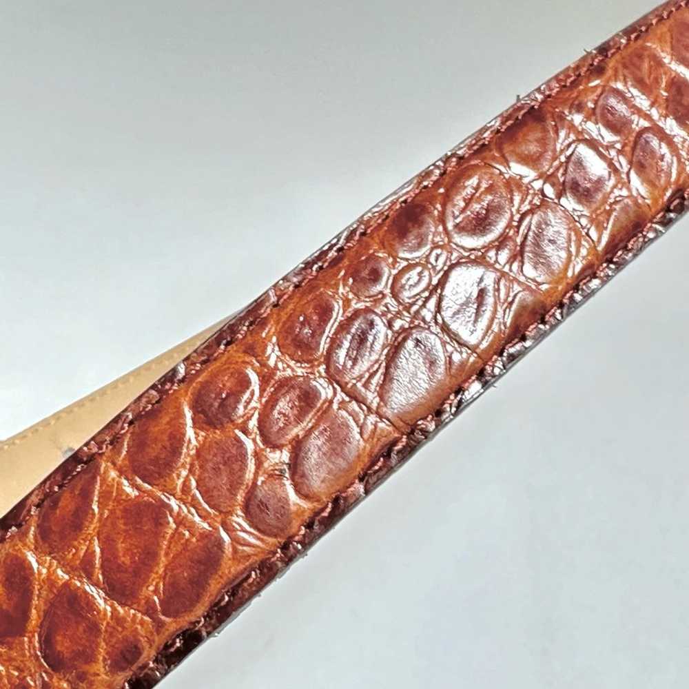 Vintage Lord And Taylor Brown Leather Croc Belt - image 3