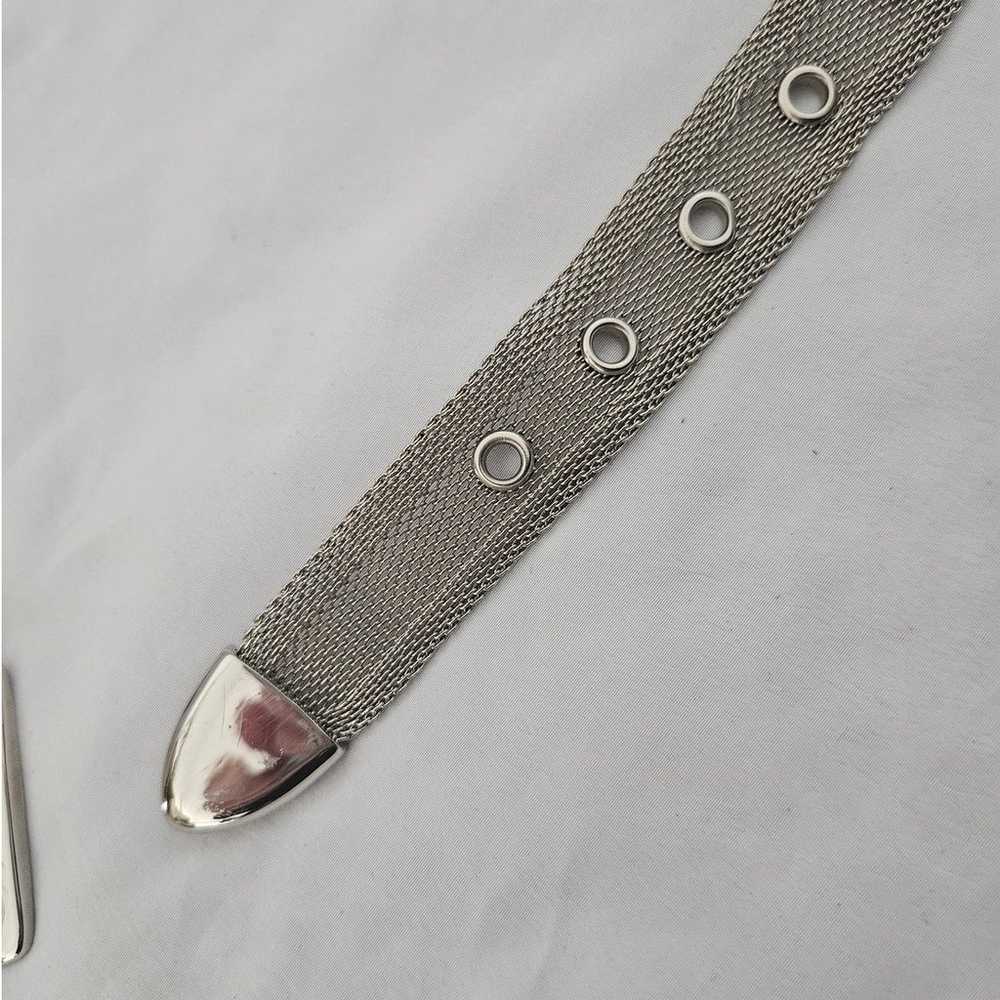 Vintage Unbranded Silver Tone Metal Mesh Belt One… - image 2