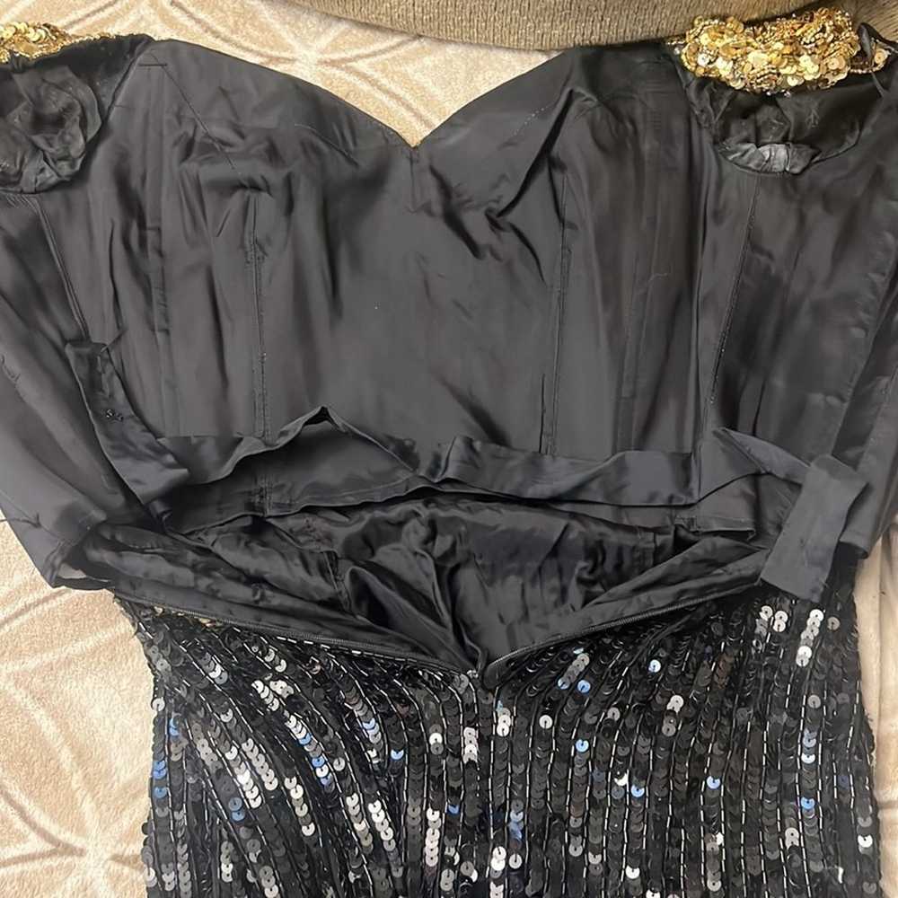 Vintage 80s Oleg Cassini glam black gold bead seq… - image 9