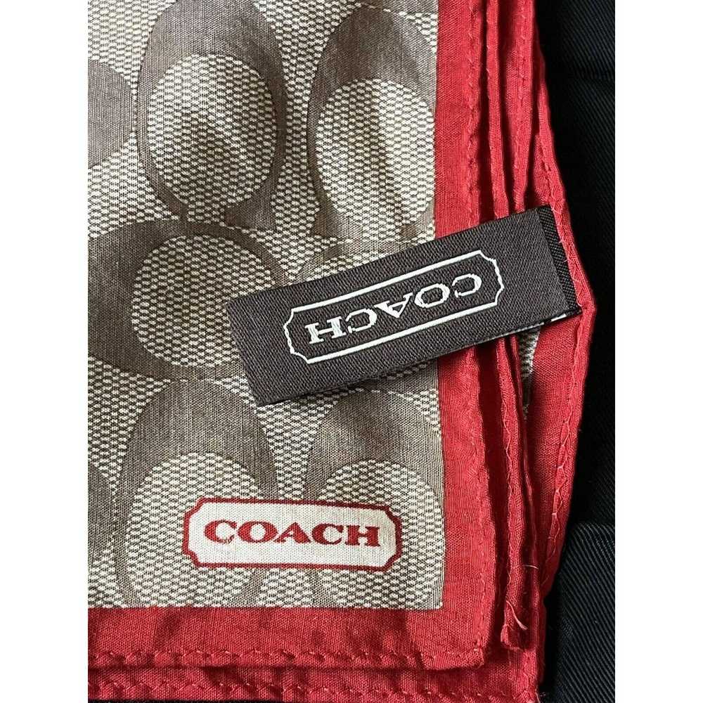 Vintage Coach Logo Signature Scarf Brown & Red Sq… - image 6