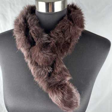 Vintage Womens Fur Pull Through Collar Scarf Brow… - image 1