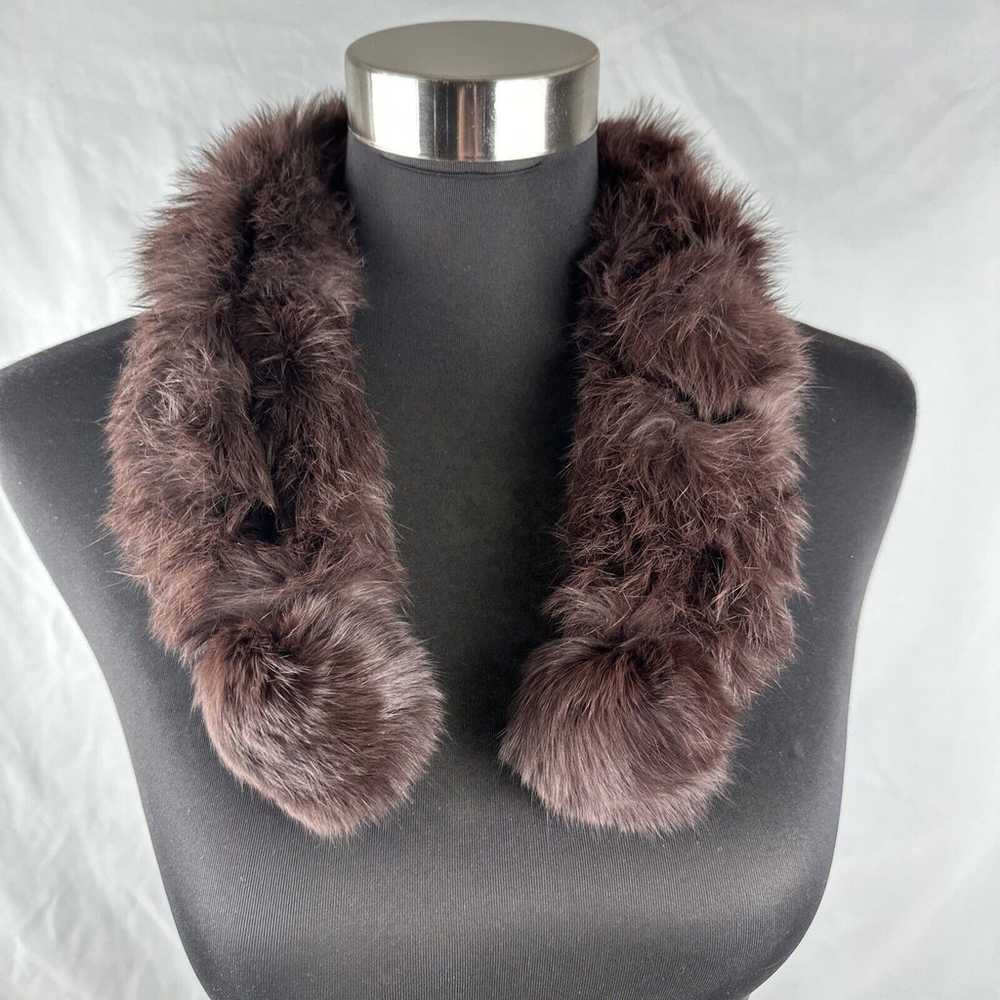 Vintage Womens Fur Pull Through Collar Scarf Brow… - image 5