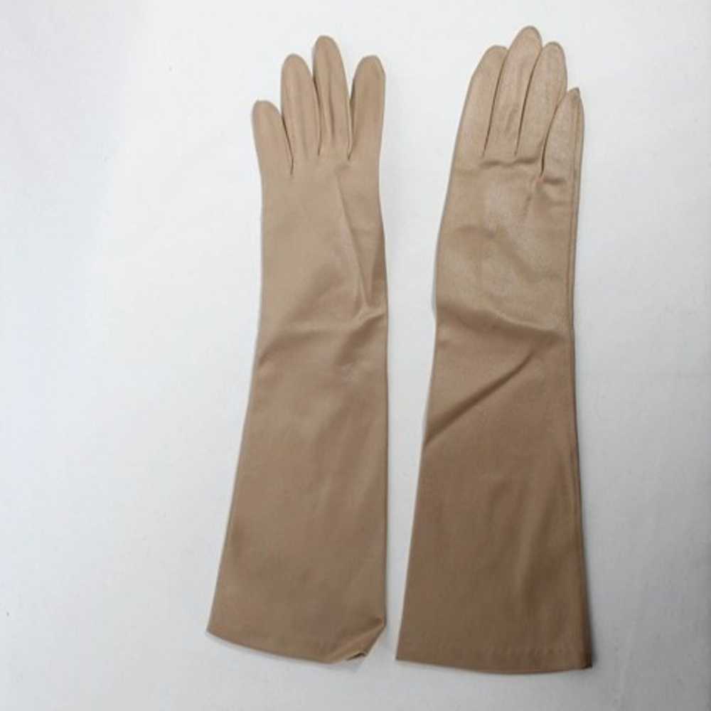 Vintage 1950s 1960s Nude Taupe Evening Gloves - S… - image 1