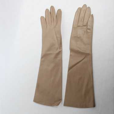 Vintage 1950s 1960s Nude Taupe Evening Gloves - S… - image 1