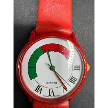 Vintage Firenze Quartz Watch w/ Red Genuine Leath… - image 1