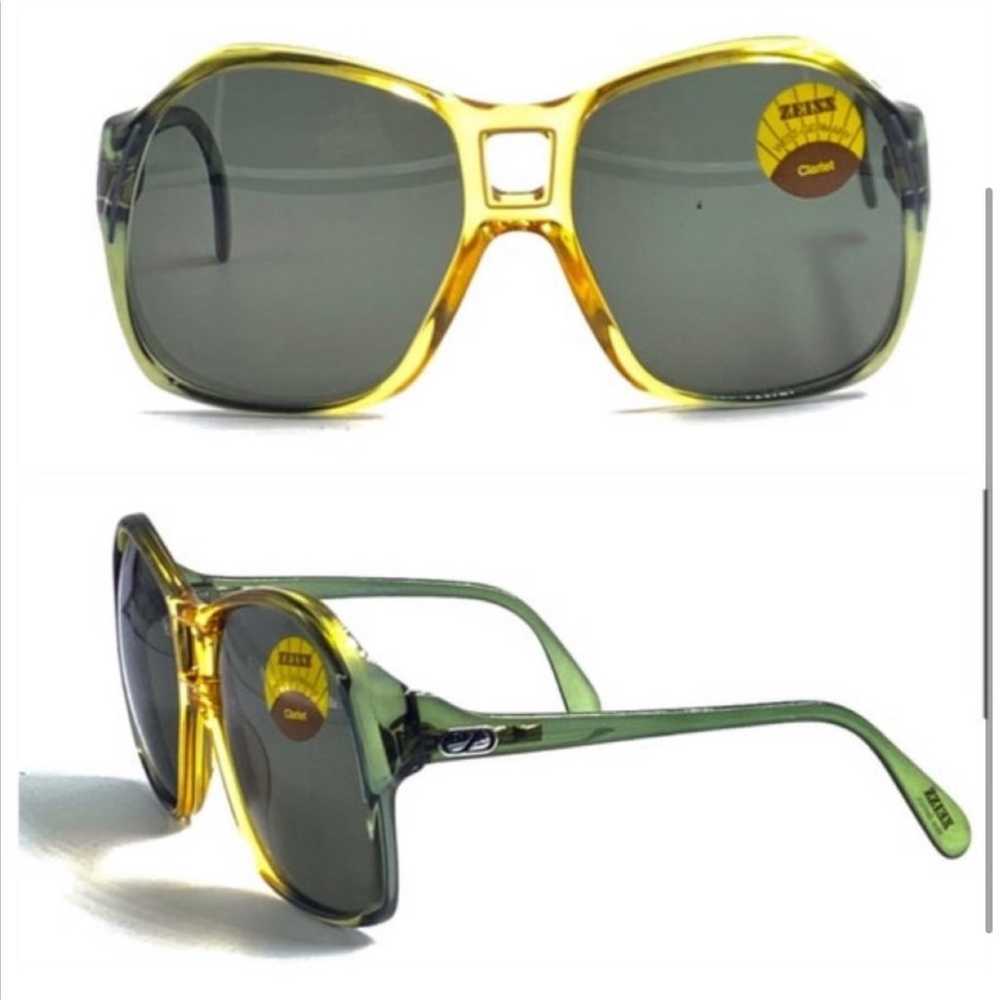 Vintage Zeiss Oversized Sunglasses, Green & Yello… - image 2