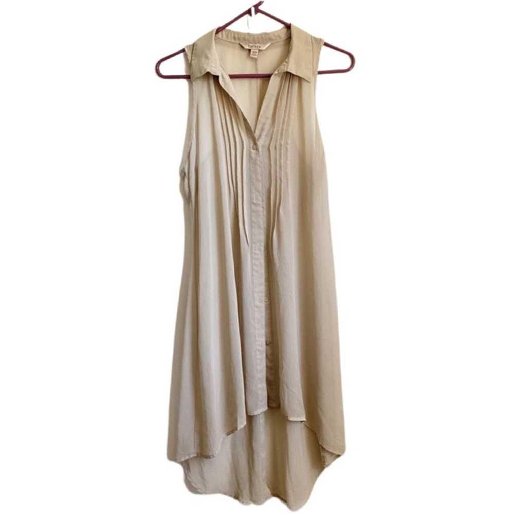 Decree Vintage Decree Beige Sheer Sleeveless High… - image 1