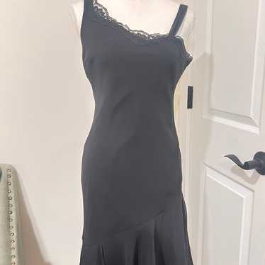 Y2K asymmetrical black lace dress