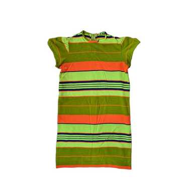 Boho Striped Minidress Orange Green Vintage 60s S… - image 1