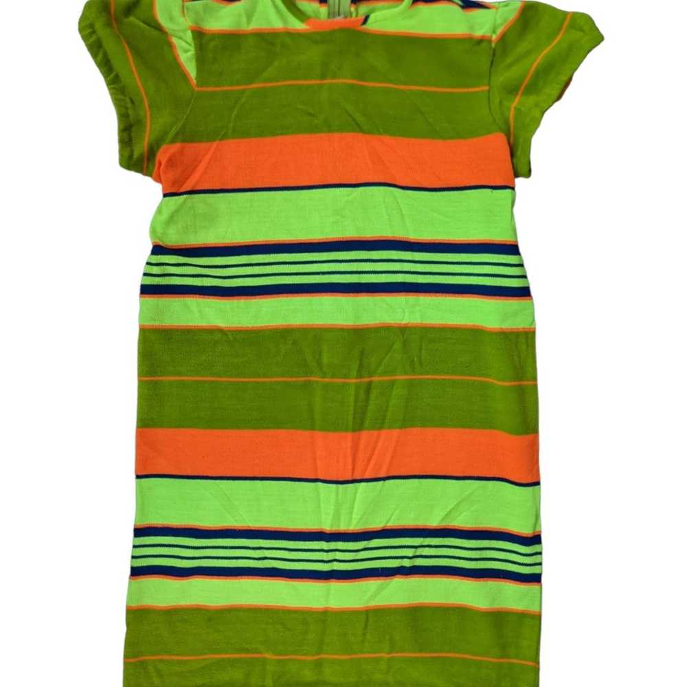 Boho Striped Minidress Orange Green Vintage 60s S… - image 2