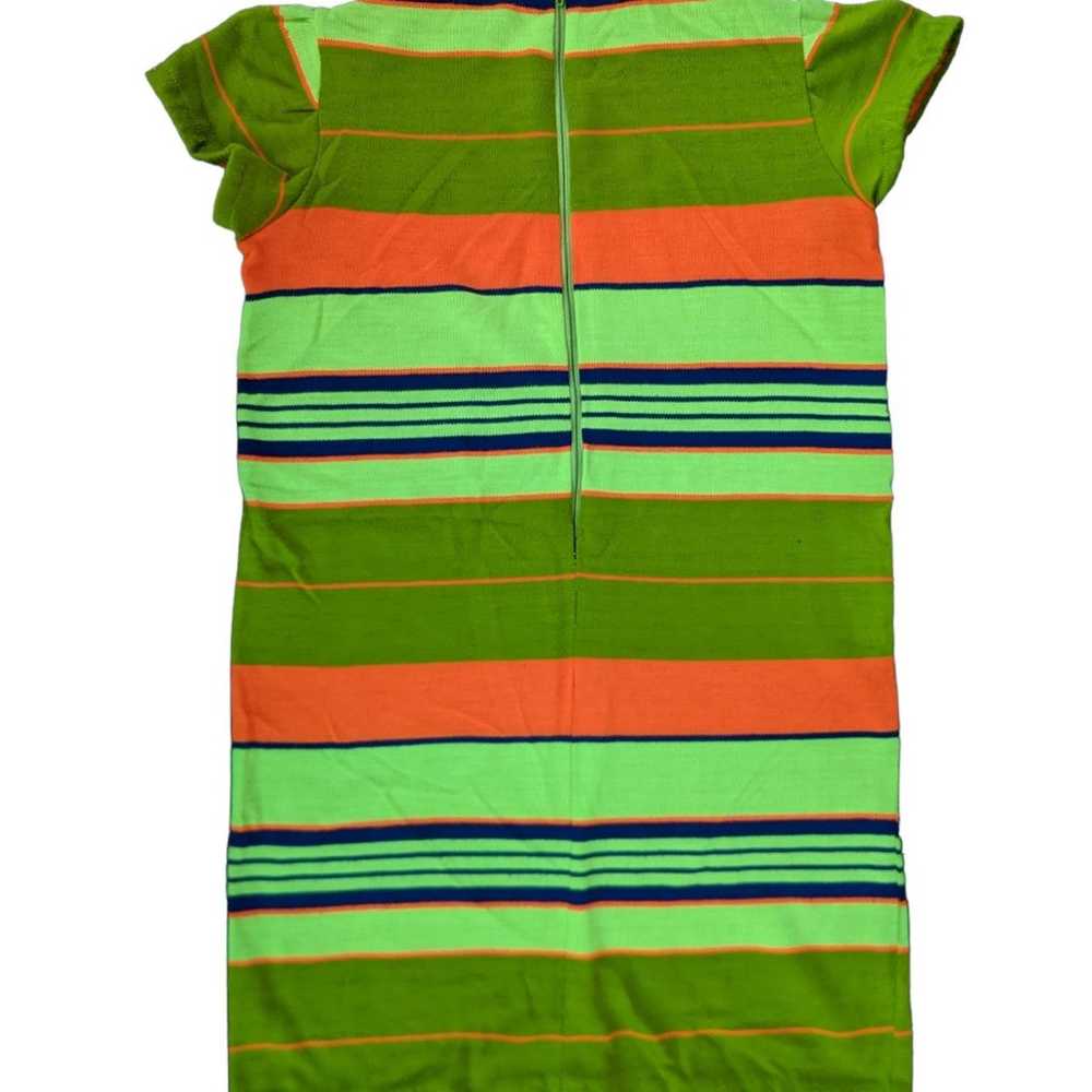 Boho Striped Minidress Orange Green Vintage 60s S… - image 5