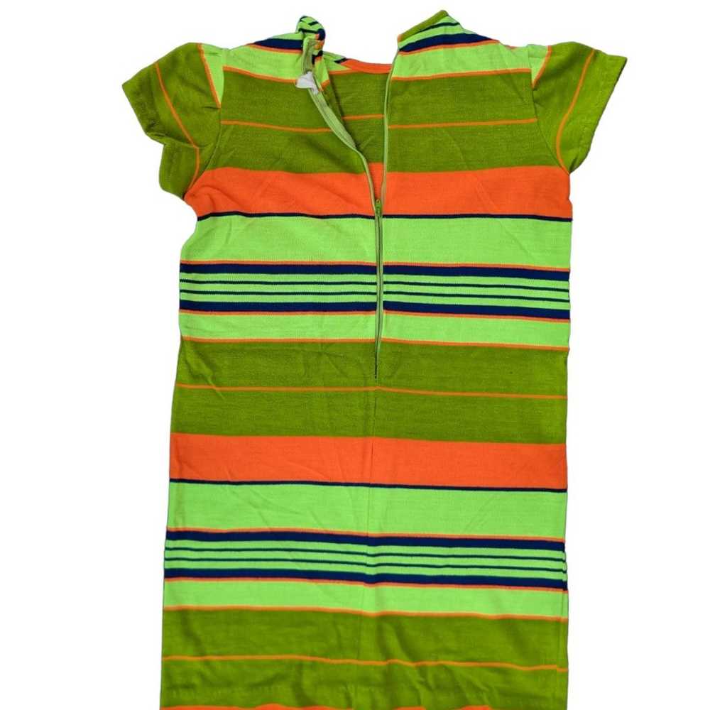 Boho Striped Minidress Orange Green Vintage 60s S… - image 6