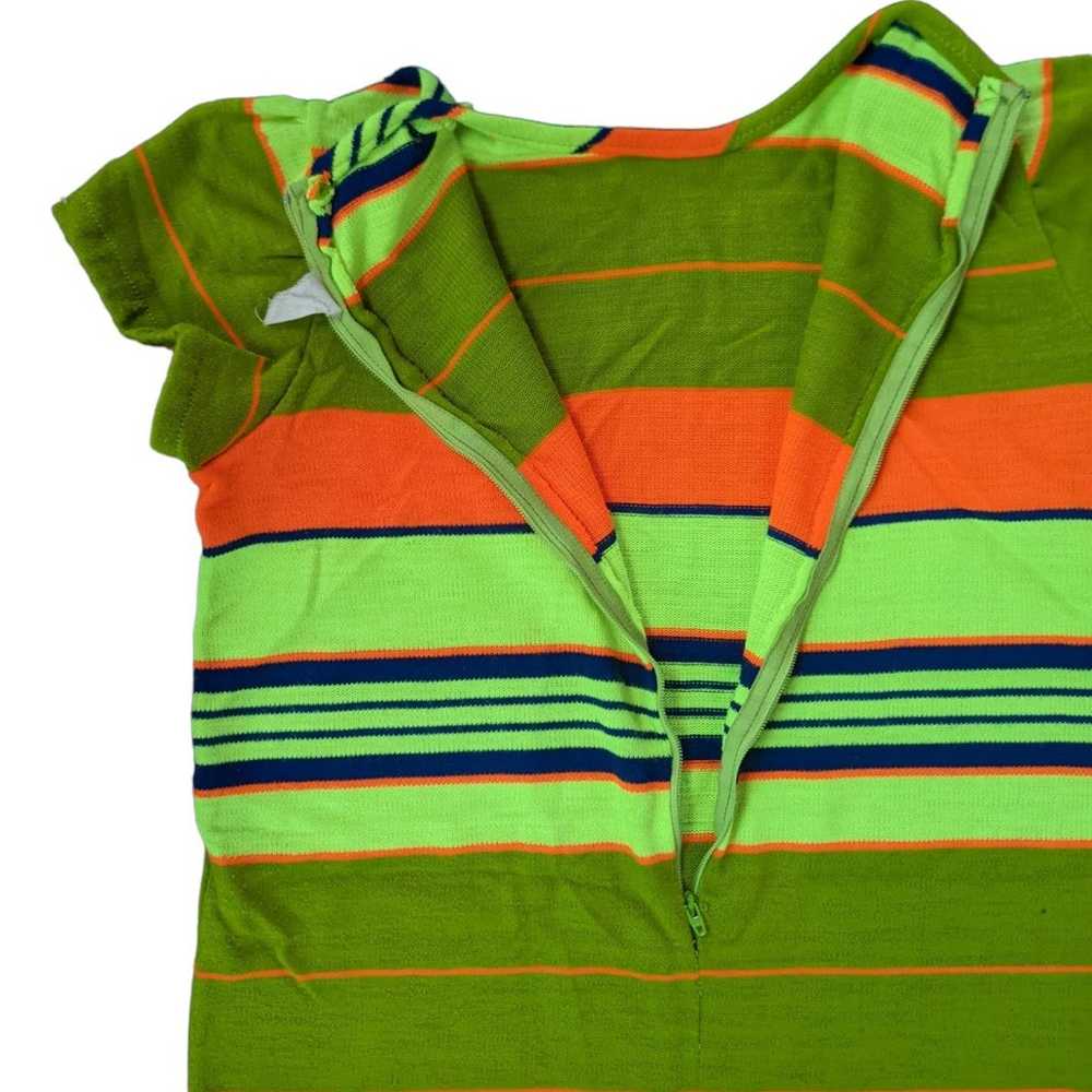 Boho Striped Minidress Orange Green Vintage 60s S… - image 7