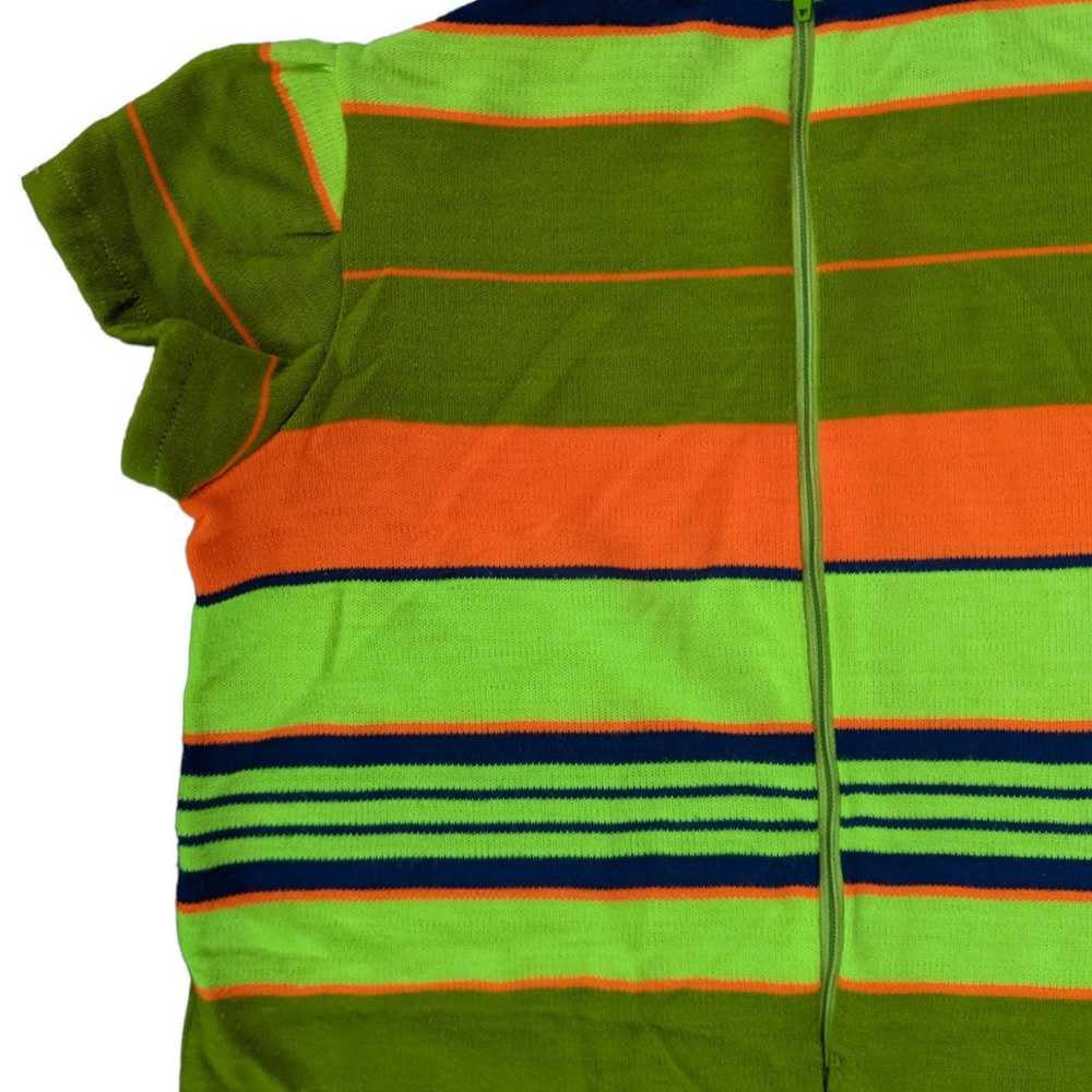 Boho Striped Minidress Orange Green Vintage 60s S… - image 8