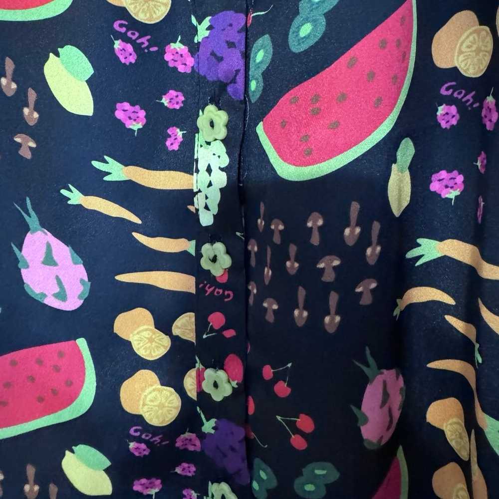 Lisa Says Gah Fruit Summer Black Food Print Shirt… - image 4