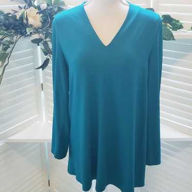 EILEEN FISHER TEAL VNECK TUNIC SMALL - image 1